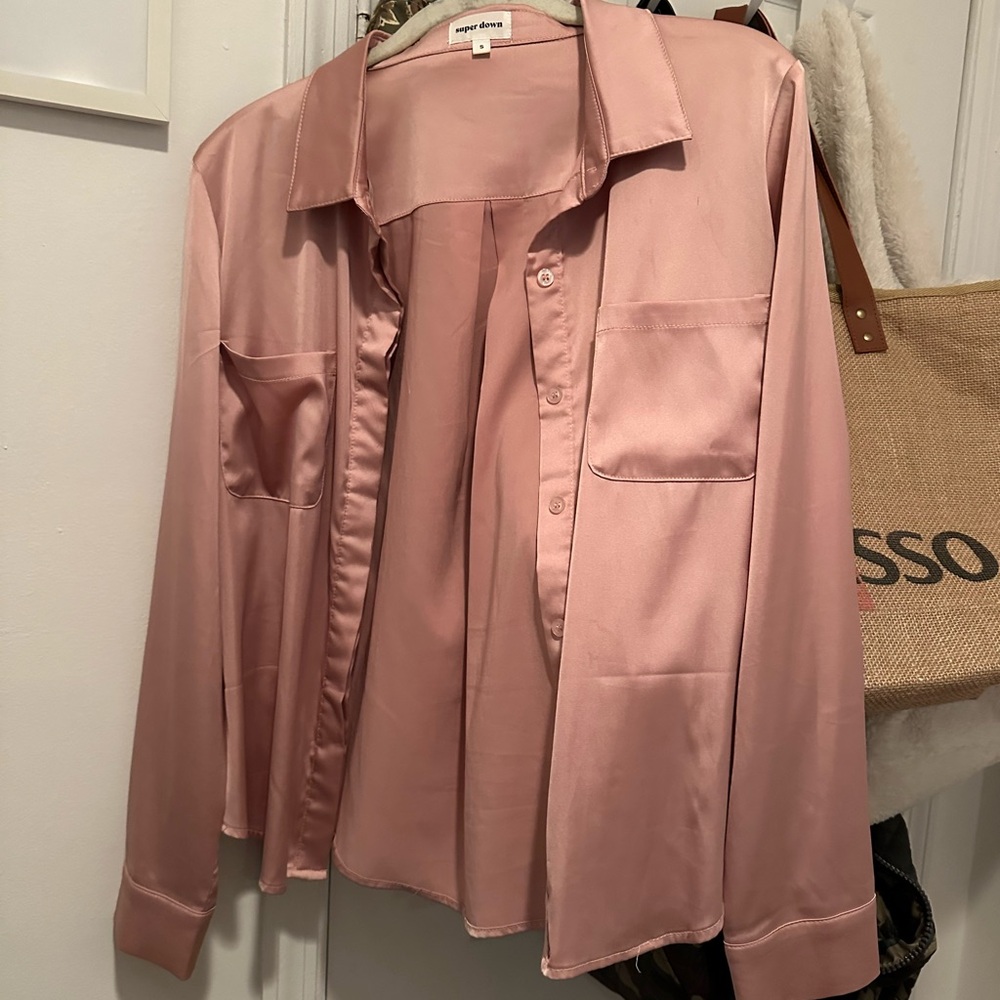 Revolve satin pink top